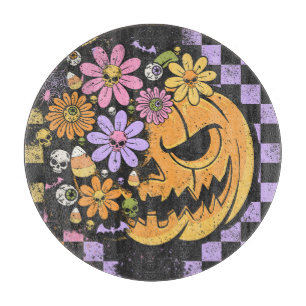 Tabla De Cortar Halloween de la Calabaza de Caída Floral