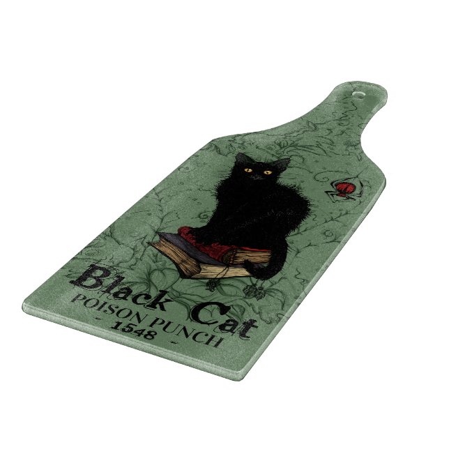 Tabla De Cortar Halloween del gato negro (Borde)