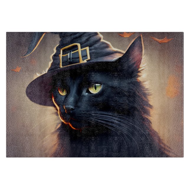 Tabla De Cortar Halloween del gato negro (Anverso)