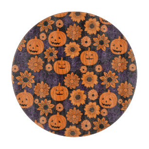 Tabla De Cortar Halloween floral