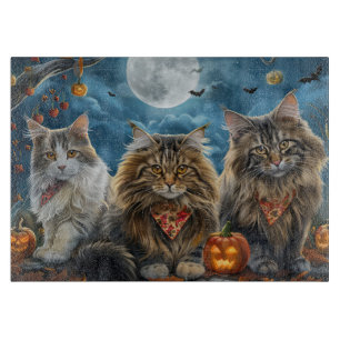 Tabla De Cortar Halloween gato siberiano espeluznante