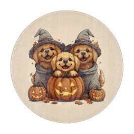Tabla De Cortar Halloween Golden Retriever Perro Jack O Lantern