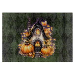 Tabla De Cortar Halloween Gothic Fall Hada Cottage Green Argyle