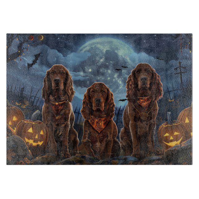 Tabla De Cortar Halloween Halloween de la Red Setter Irlandés (Anverso)