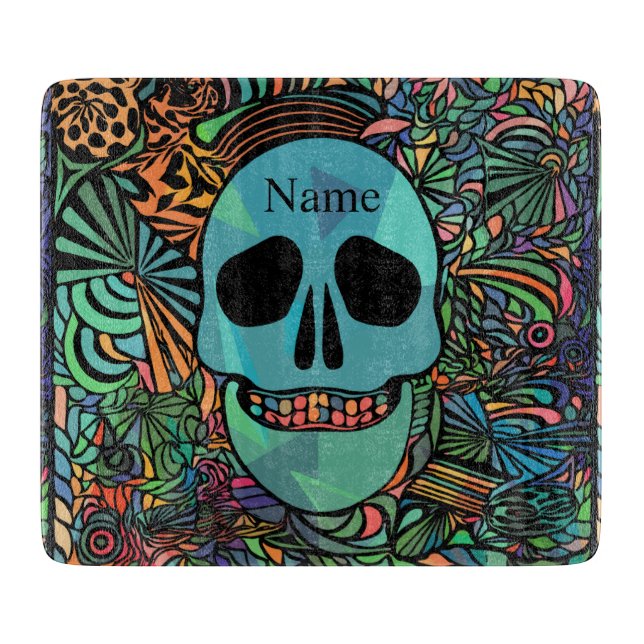 Tabla De Cortar Halloween Hippie Skull Thunder_Cove (Anverso)