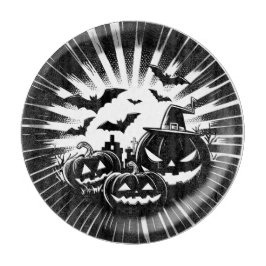 Tabla De Cortar Halloween in black and white