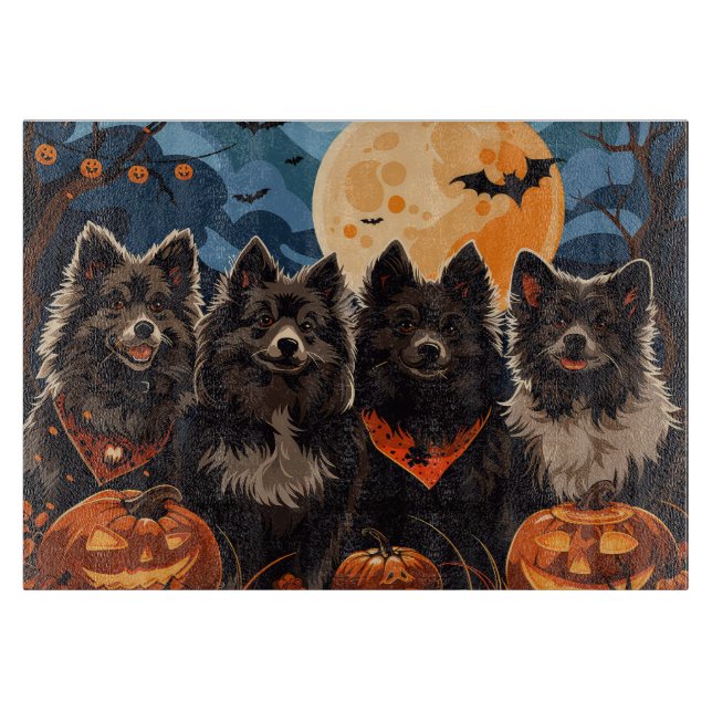 Tabla De Cortar Halloween Lapphund finlandés Spooky (Anverso)