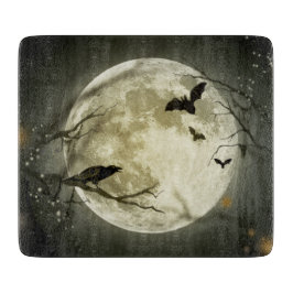 Tabla De Cortar Halloween Moon Spooky Crows