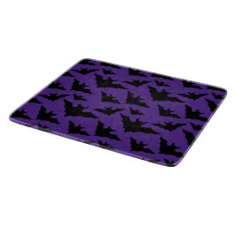 Tabla De Cortar Halloween negro murciélago morado fresco patrón de