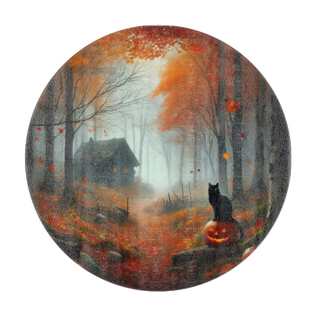 Tabla De Cortar Halloween/otoño/otoño/otoño/calabaza/gato (Anverso)