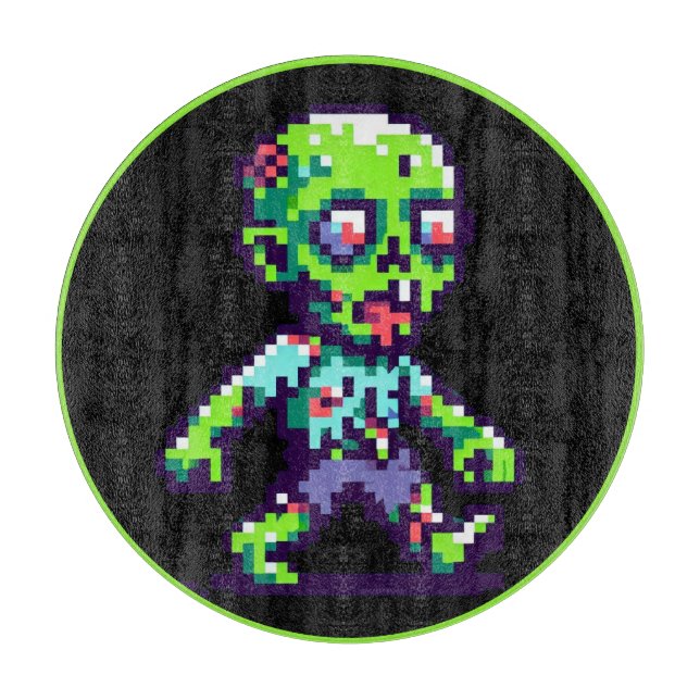 Tabla De Cortar Halloween zombie divertido de 8 bits (Anverso)
