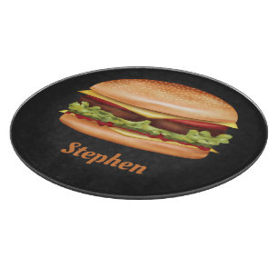 Tabla De Cortar Hamburguesa Ilustracion de comida rápida con nombr
