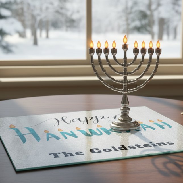 Tabla De Cortar Hannukah Menorah Drip Board Candle Placemat (Subido por el creador)