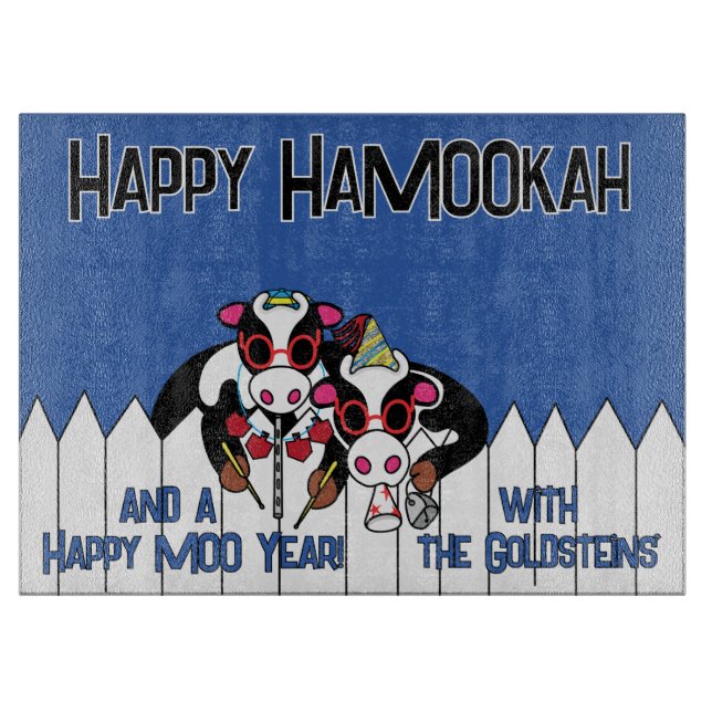 Tabla De Cortar Hanukkah Feliz HaMOOkah (Anverso)