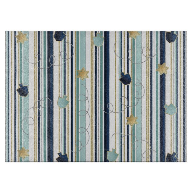 Tabla De Cortar Hanukkah Stripes and Swirls (Anverso)