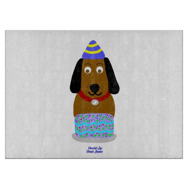 Tabla De Cortar Happy Birday Pup Glass Cutting Board (Anverso)