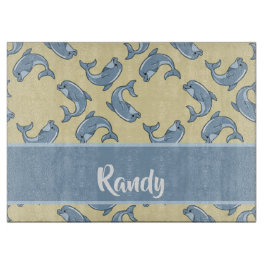 Tabla De Cortar Happy blue dolpins pattern