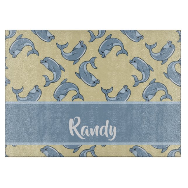 Tabla De Cortar Happy blue dolpins pattern (Anverso)