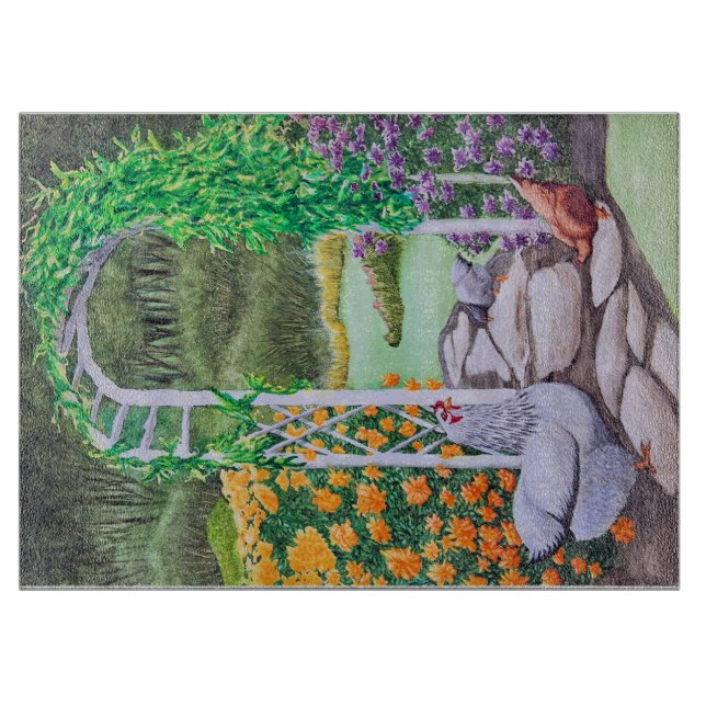 Tabla De Cortar Happy Chicken Garden  (Anverso)