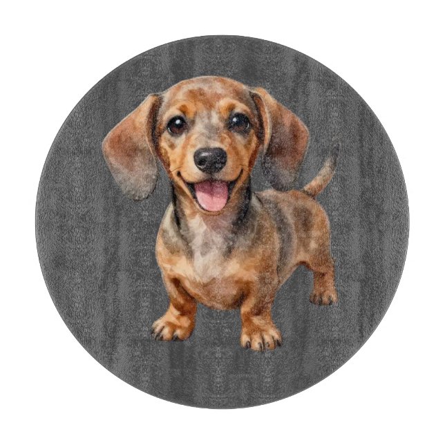 Tabla De Cortar Happy Dachshund Puppy (Anverso)