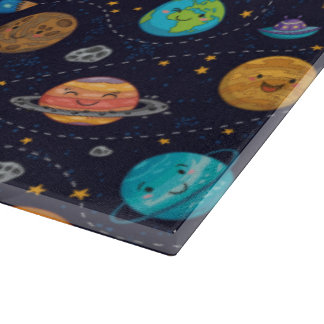 Tabla De Cortar Happy Planets Glass Cutting Board