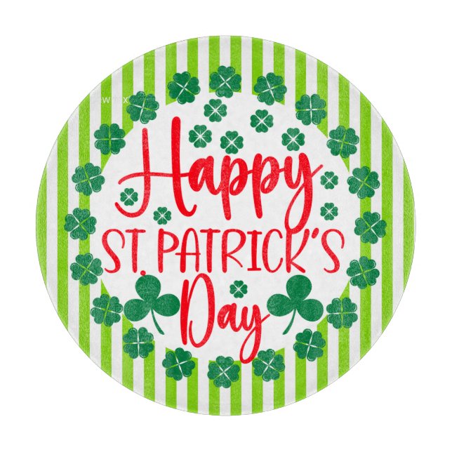 Tabla De Cortar Happy St. Patrick's Day Circle Design-63502 (Anverso)