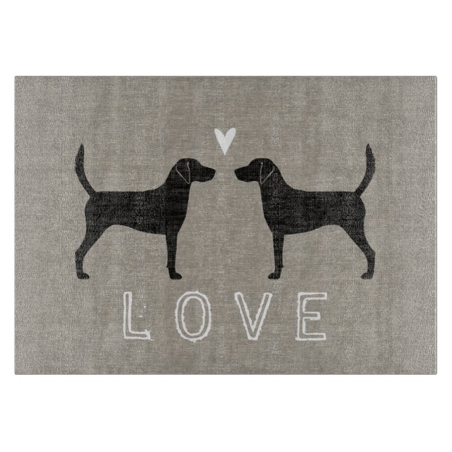 Tabla De Cortar Harrier Dog Silhouettes Love (Anverso)