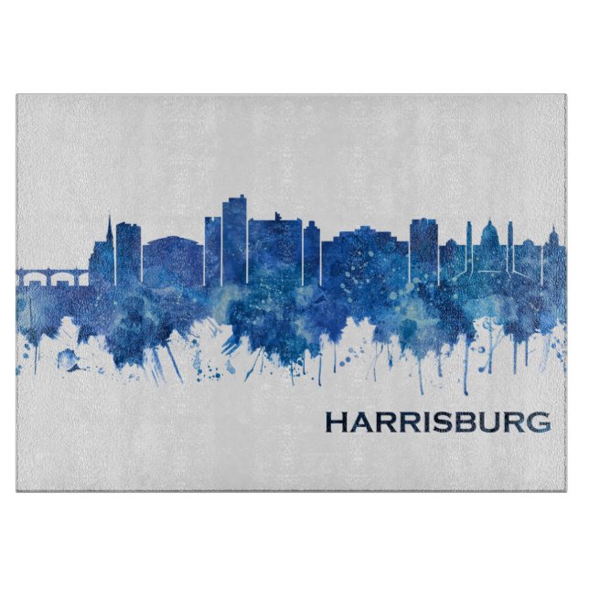 Tabla De Cortar Harrisburg Pennsylvania Skyline Blue (Anverso)