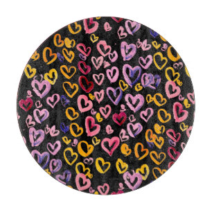 Tabla De Cortar Hearts Galore: Patrón de color de agua sin foco