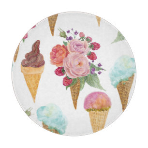 Tabla De Cortar Helados, frambuesas: acuarela.