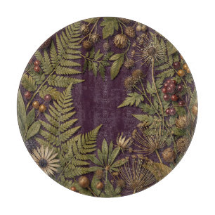 Tabla De Cortar Helecho de Flor Silvestre Ornata Fruta Morado Oscu