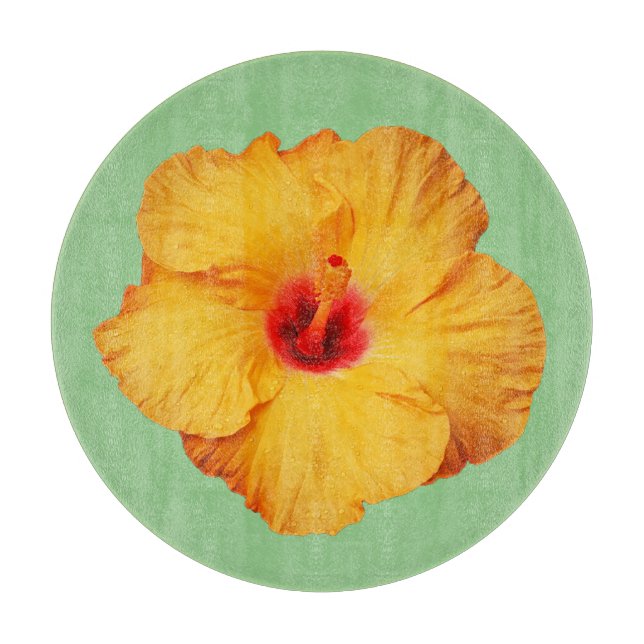 Tabla De Cortar Hermosa flor de hibisco naranja (Anverso)
