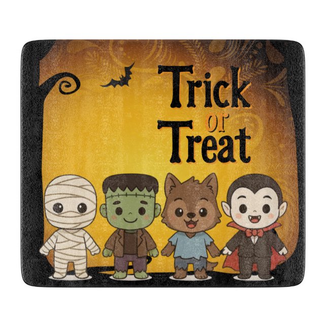 Tabla De Cortar Hermosa, Frankenstein, Drácula, lobo (Anverso)