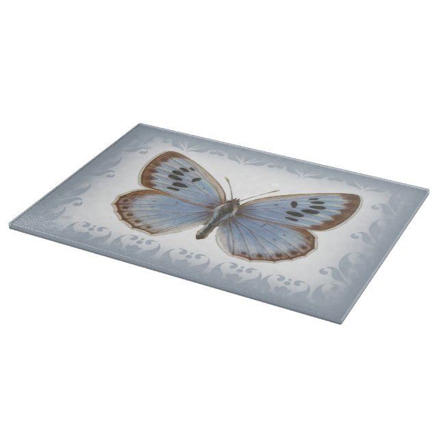 Tabla De Cortar Hermosa mariposa azul (Borde)