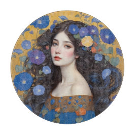 Tabla De Cortar Hermosa Mujer Con Glorias De Mañana