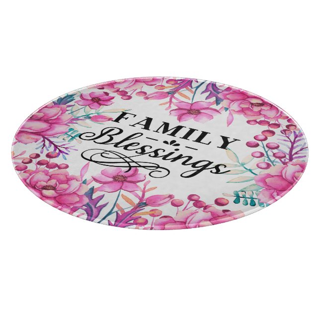 Tabla De Cortar Hermosas bendiciones florales/familiares (Borde)