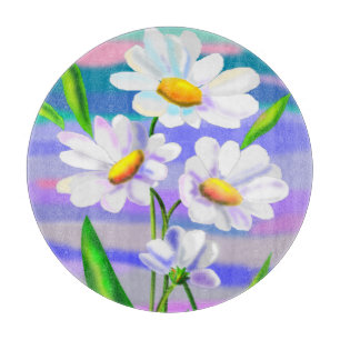 Tabla De Cortar Hermosas flores de margarita cortando primavera de
