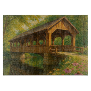 Tabla De Cortar Hermoso arte de puente cubierto de verano