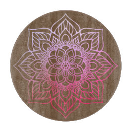 Tabla De Cortar Hermoso Boho marrón rosado Mandala