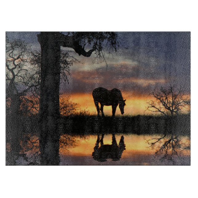 Tabla De Cortar Hermoso caballo y agua (Anverso)