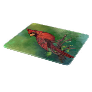 Tabla De Cortar Hermoso cardenal rojo del norte pintando arte