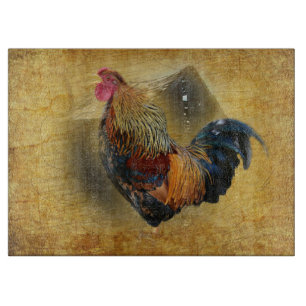 Tabla De Cortar Hermoso gallo y rústico gallinero