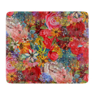 Tabla De Cortar Hermoso Modelo Floral Brillante Abstracto Abstract