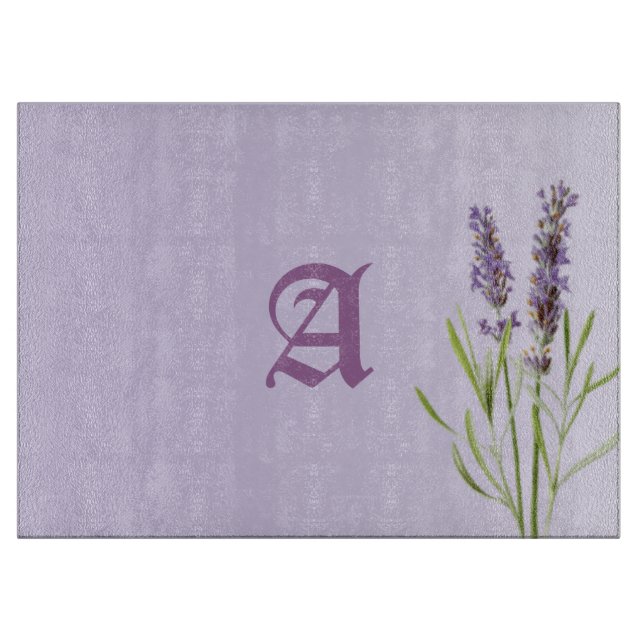 Tabla De Cortar Hermoso Monograma Lavanda (Anverso)