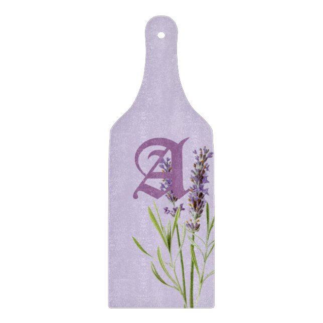 Tabla De Cortar Hermoso Monograma Lavanda (Anverso)