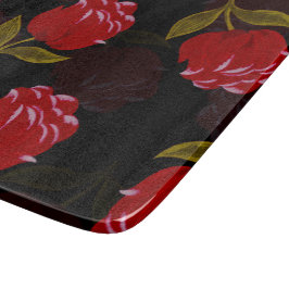 Tabla De Cortar Hermoso patrón de bordado de rosas traslúcidos roj