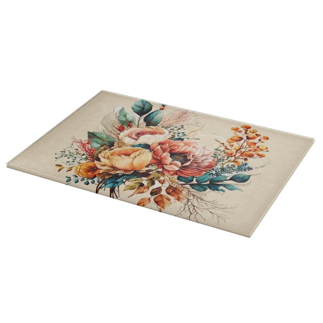 Tabla De Cortar Hermoso ramo boho de otoño (Borde)