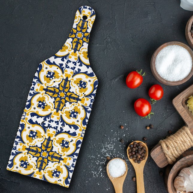 Tabla De Cortar 💙 💛 Hermosos Azulejos azules y amarillos (Subido por el creador)