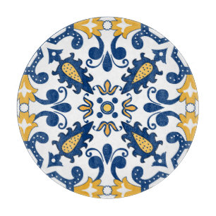 Tabla De Cortar 💙 💛 Hermosos Azulejos azules y amarillos,