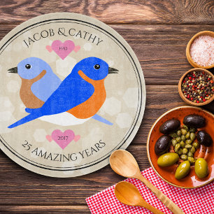 Tabla De Cortar Hermosos Bluebirds: Año de Aniversario